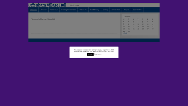 Screenshot of the Offenham Village Hall website