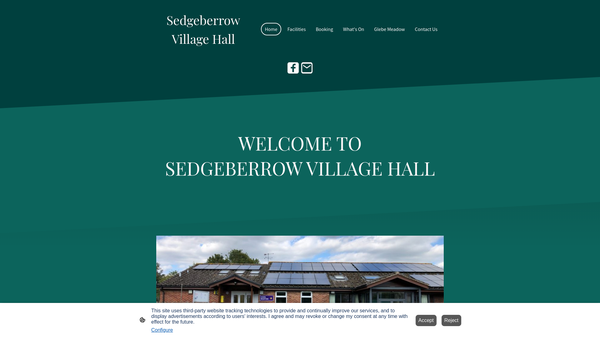 Screenshot of the Sedgeberrow Village Hall website
