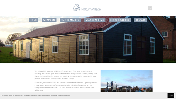 Screenshot of the Naburn Village Hall website