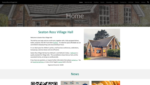 Screenshot of the Seaton Ross Village Hall website