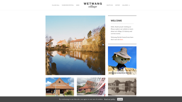 Screenshot of the Wetwang Village Hall website