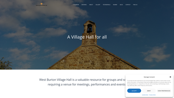Screenshot of the West Burton New Village Hall website