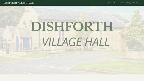 Screenshot of the Dishforth Village Hall website