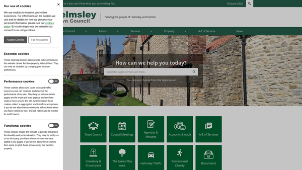 Screenshot of the Helmsley Recreational Charity website