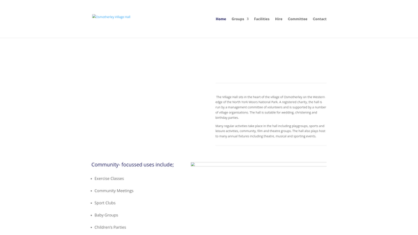 Screenshot of the Osmotherley Village Hall website