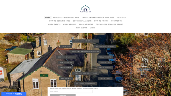 Screenshot of the Reeth District Memorial Hall website