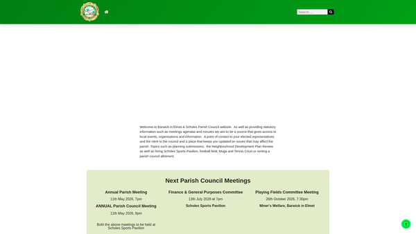 Screenshot of the Barwick-In-Elmet Children's Playground website