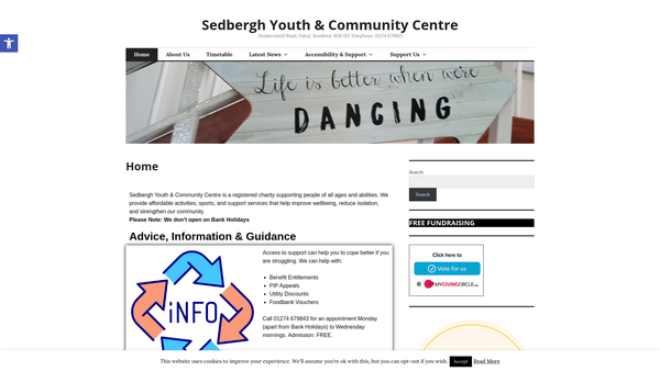 Screenshot of the Sedbergh Youth And Community Centre website