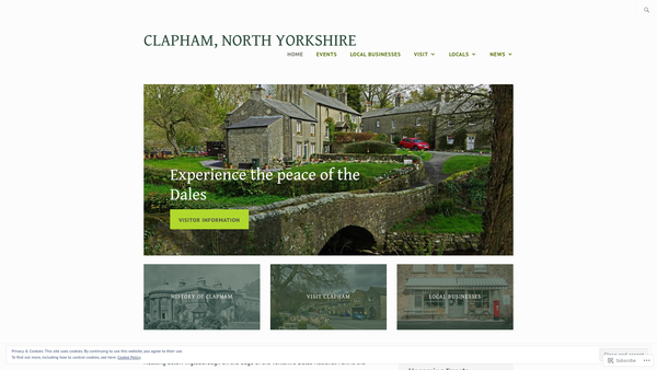 Screenshot of the Clapham-Cum-Newby Village Hall website