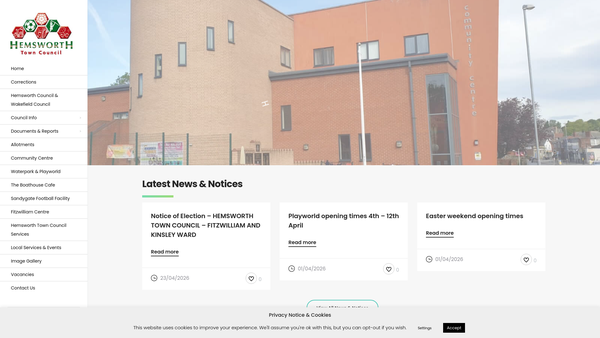Screenshot of the Old People's Centre website