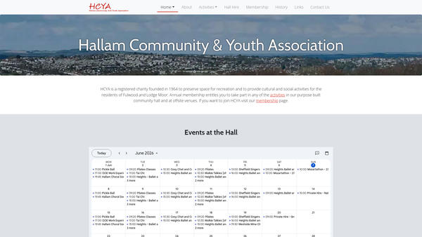 Screenshot of the The Hallam Community And Youth Association website