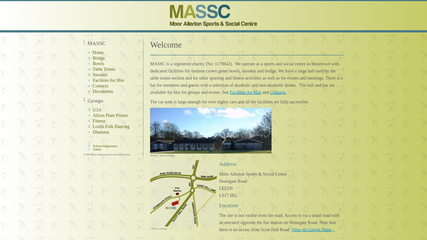 Screenshot of the Moor Allerton Sports And Social Centre website