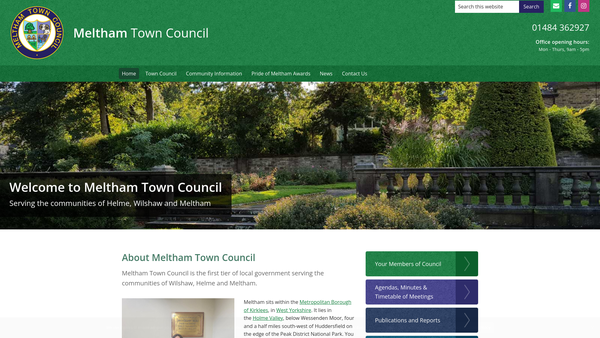 Screenshot of the Meltham Recreation Ground website