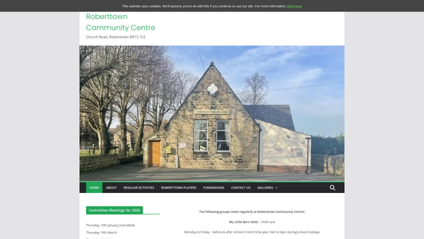 Screenshot of the Roberttown Youth And Community Association website