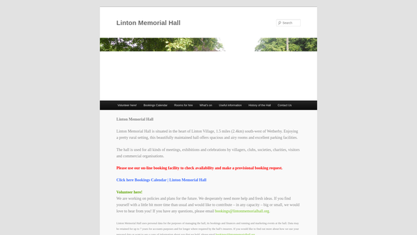 Screenshot of the Linton On Wharfe Memorial Hall website