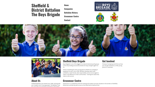 Screenshot of the The Boys' Brigade Sheffield Battalion website