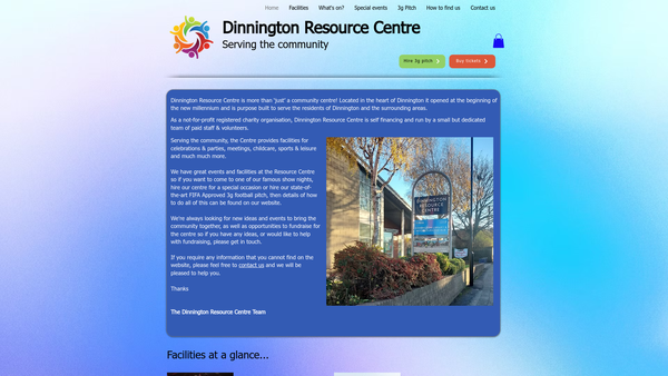 Screenshot of the Dinnington Community Centre And Recreation Ground website