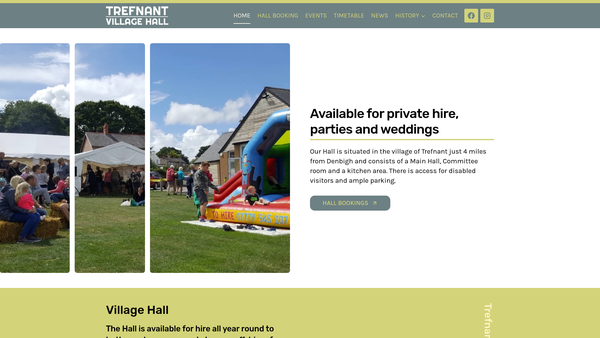 Screenshot of the Trefnant Village Hall And Memorial Field website