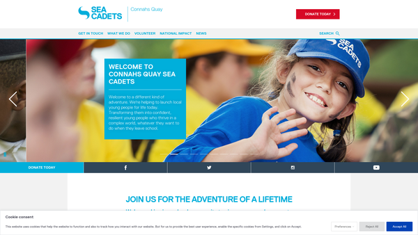 Screenshot of the Connah's Quay Unit 91 Of The Sea Cadet Corps website