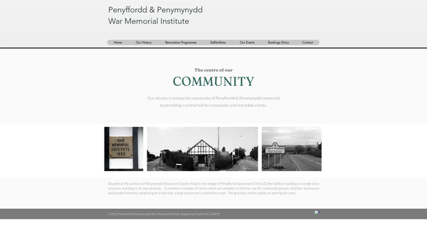 Screenshot of the Penyfford And Penymynydd War Memorial Institute website