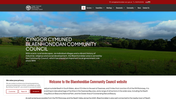 Screenshot of the Bryncoch Children's Playground website
