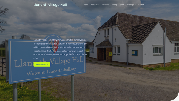 Screenshot of the Llanarth Village Hall, Monmouthshire website