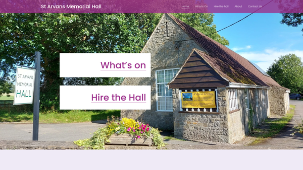 Screenshot of the St Arvans Memorial Hall website