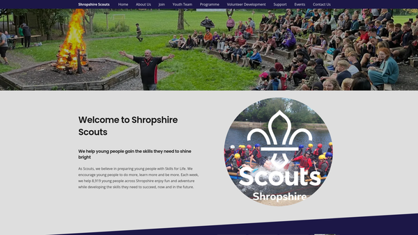 Screenshot of the Shropshire County Scout Council website