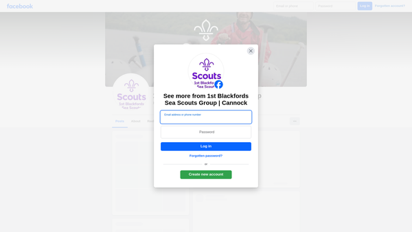 Screenshot of the 1st Blackfords Sea Scout Group website