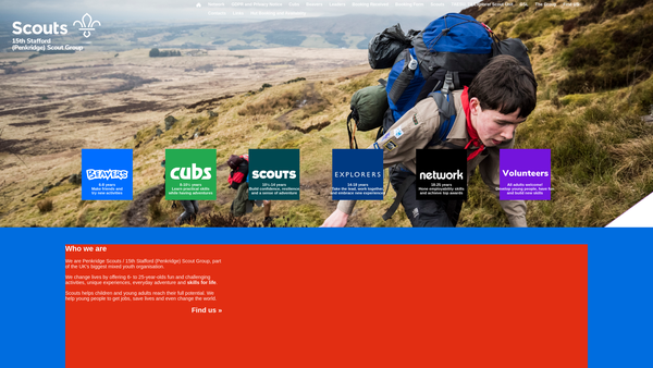 Screenshot of the 15th Stafford (Penkridge) Scout Group website