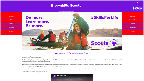 Screenshot of the 15th Walsall (2nd Brownhills) Scout Group website
