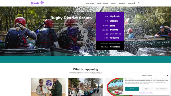 Screenshot of the Rugby District Scout Council website