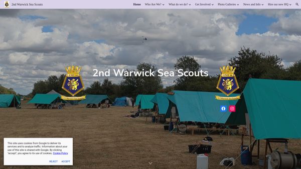 Screenshot of the 2nd Warwick Sea Scout Group website