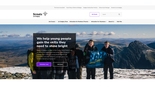 Screenshot of the 1st Sedgley Scout Group website