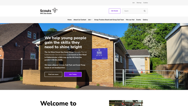 Screenshot of the 1st Wyre Forest Sea Scout Group website