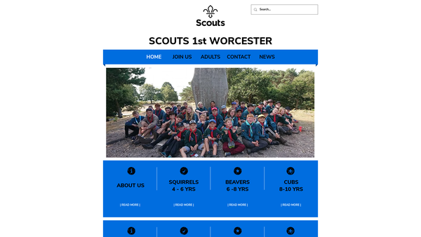 Screenshot of the 1st Worcester Scout Group (Formerly Worcester 'B' Group) website