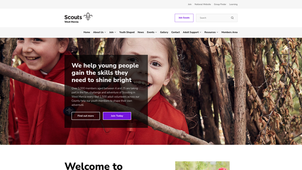 Screenshot of the West Mercia Scout County website