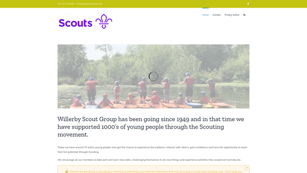 Screenshot of the Willerby Scout Group website