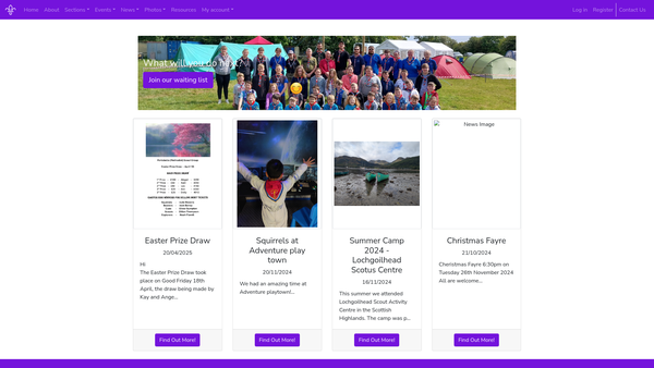 Screenshot of the Portobello (Methodist) Scout Group website