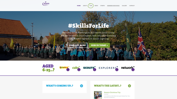 Screenshot of the 1st Huntington (All Saints) Scout Group website