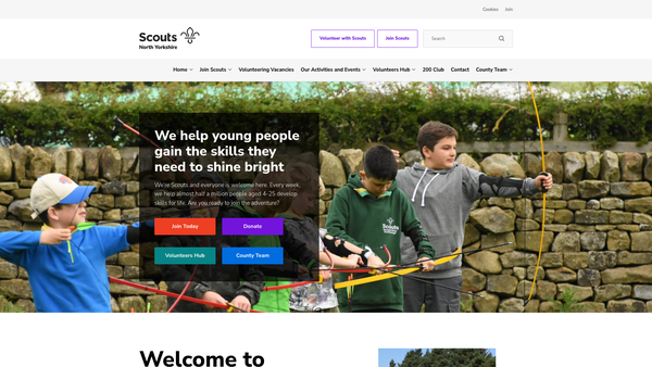 Screenshot of the North Yorkshire County Scout Council website