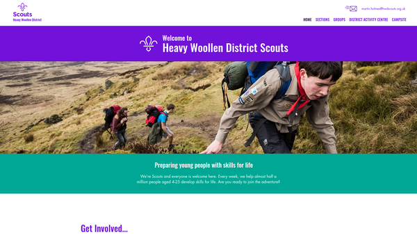 Screenshot of the Heavy Woollen District Scout Council website