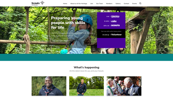 Screenshot of the 2nd Bramley Scout Group website