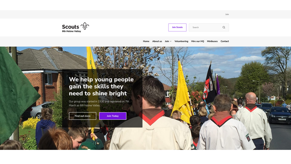 Screenshot of the 6th Holme Valley (Trinity Church) Scout Group website