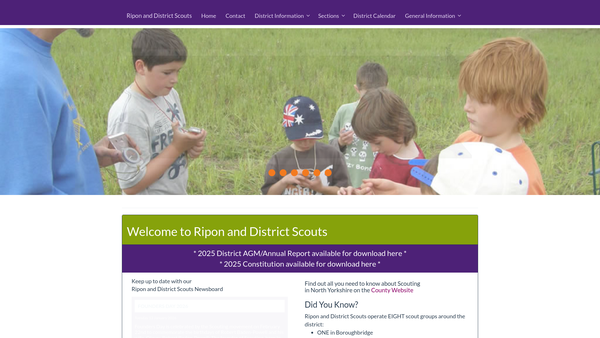 Screenshot of the Ripon And District Scouts website