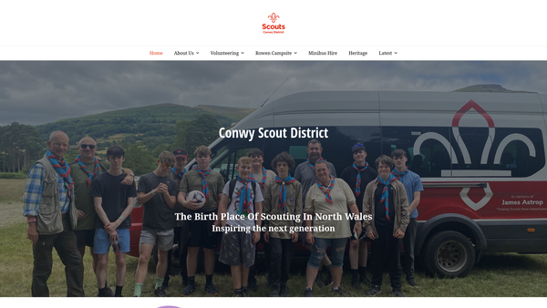 Screenshot of the Conwy District Scout Council website