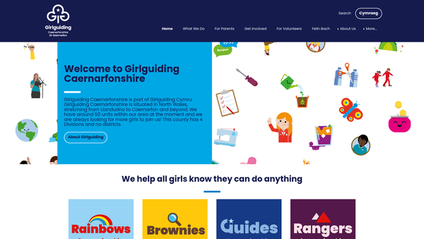 Screenshot of the Girlguiding Caernarfonshire website
