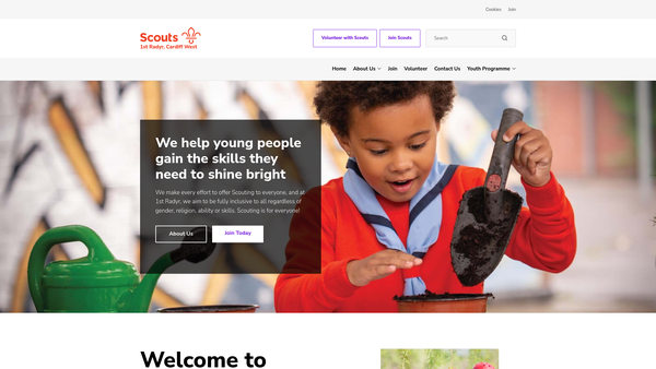 Screenshot of the 1st Radyr Scout Group website
