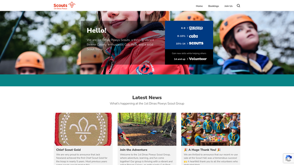 Screenshot of the 1st Dinas Powys Scouts Group website