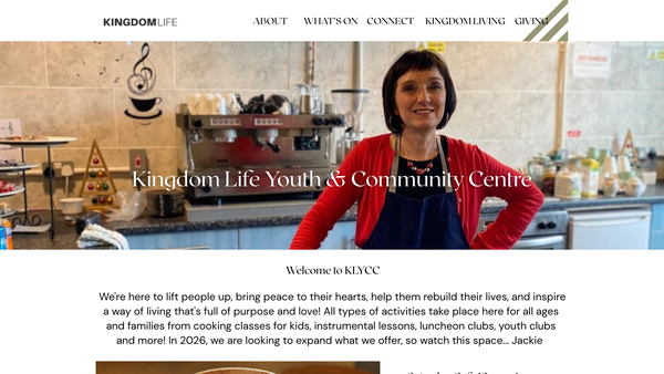 Screenshot of the Kingdom Life Youth and Community Centre website